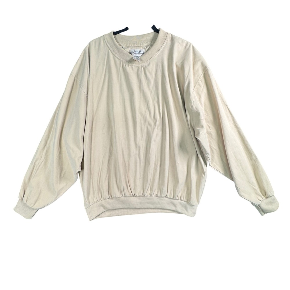 VTG Hunt Club Mens L Beige Golf Windbreaker Pullover Old Money 90s Nylon Jacket